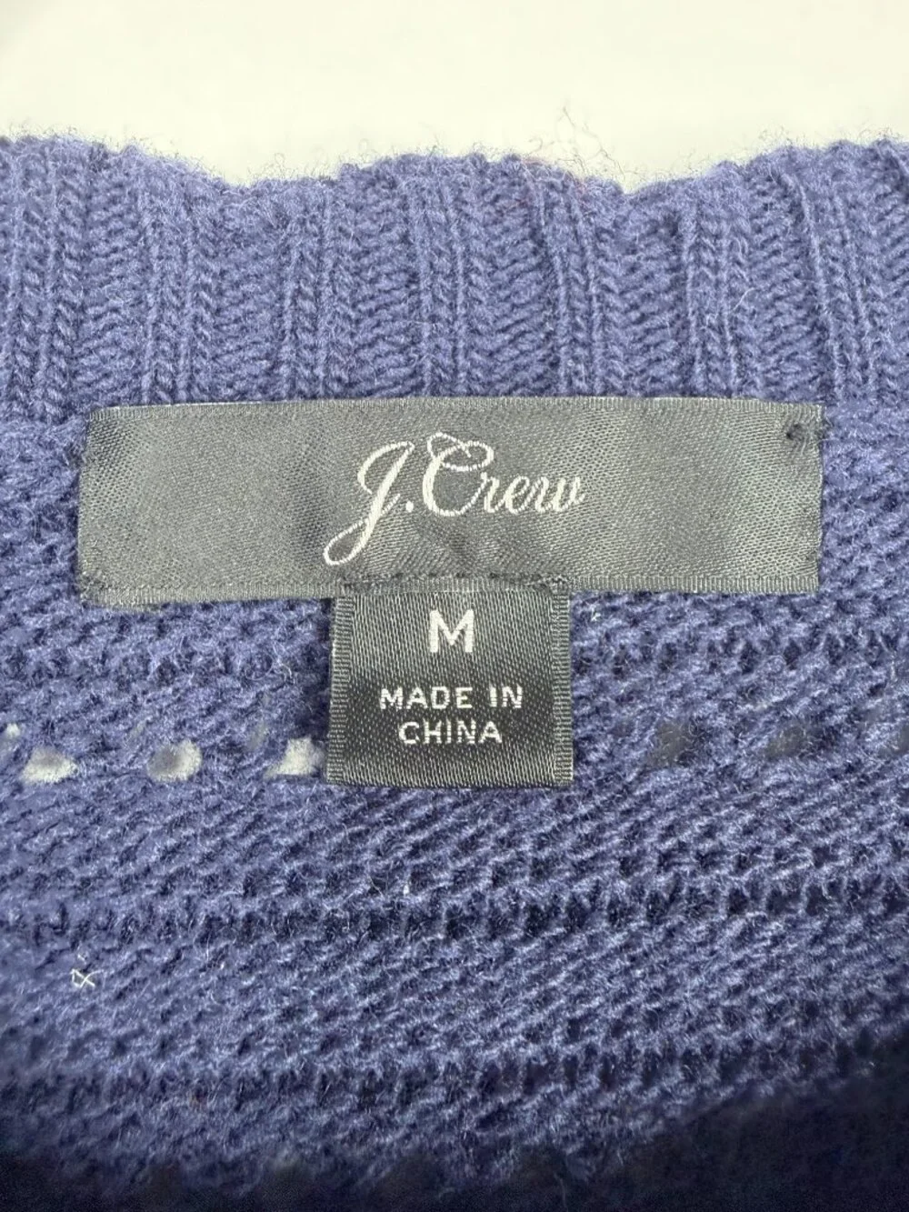 2/$30 J. Crew Crewneck Scalloped Pointelle Sweater Periwinkle Blue Medium #A2878